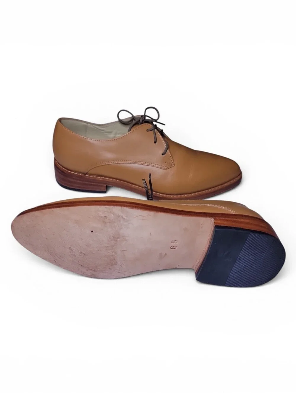 Nisolo Womens Plain Toe Leather Lace Up Oxfords